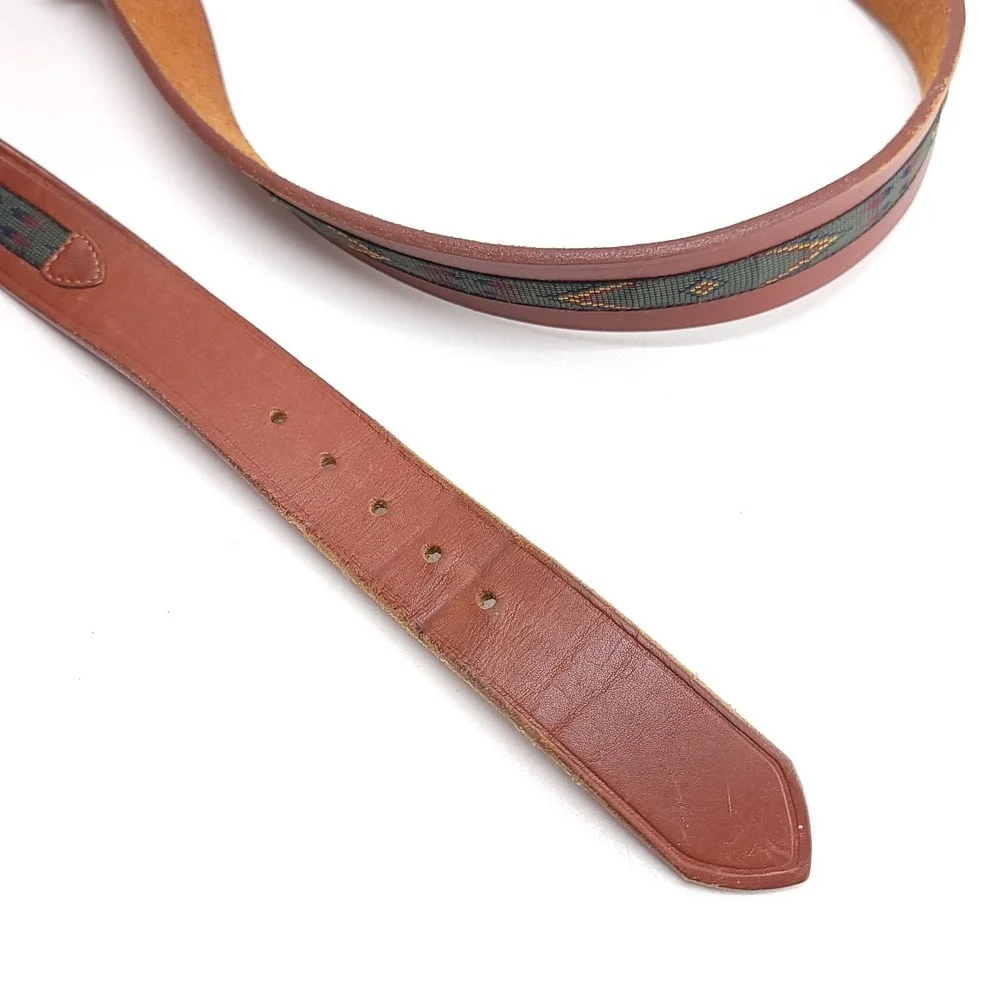 Lejon Mens Leather Belt Genuine Latigo USA‎ Brass Buckle Sz 50